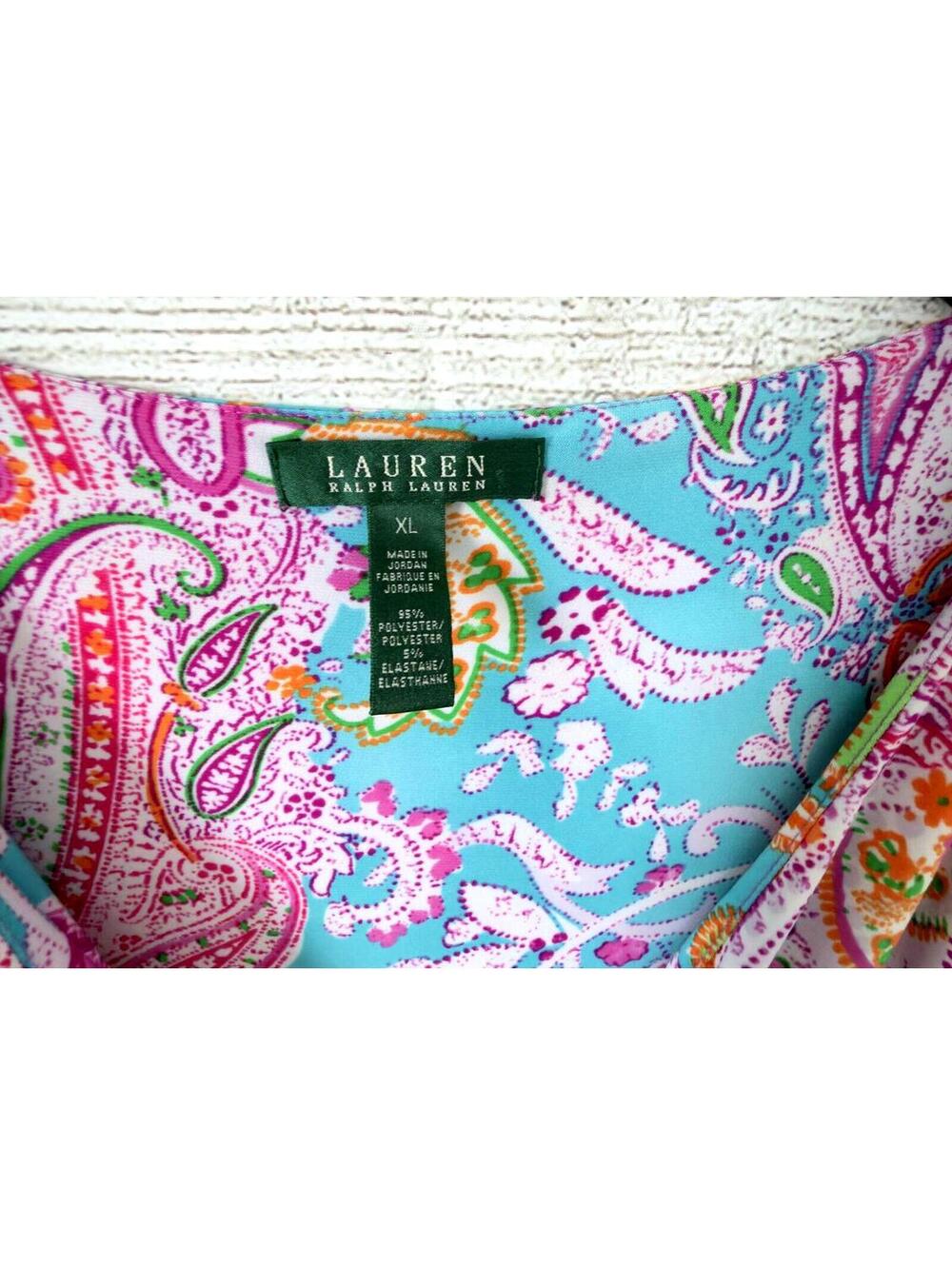 Lauren Ralph Lauren Multicolor Paisley A Line Sleeveless Dress Women Size XL - Picture 3 of 3
